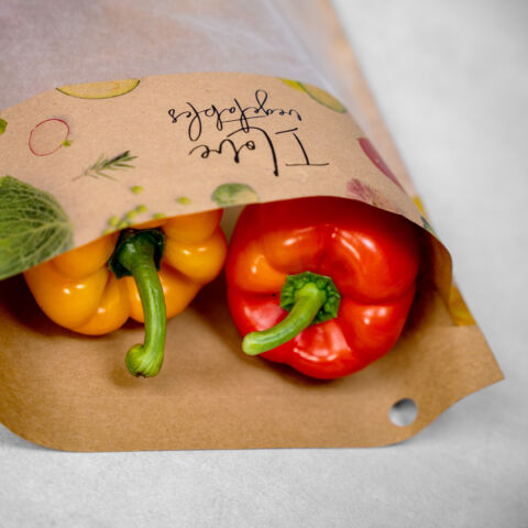 Gemüse Verpackung mit Sichtfenster aus Papier